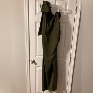 PRETTY GARDEN Green Bodycon One Shoulder Long Formal Maxi Dress, Size Large